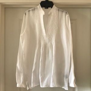 Ralph Lauren 100%Linen Mandarin Collar w/Pintucks